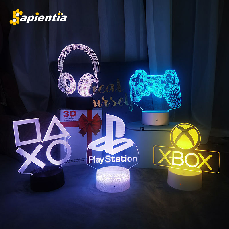 Mới 3D Visual Game Trang Trí Ánh Sáng Chơi Game Bầu Không Khí Ánh Sáng 3D Đèn Ngủ Tay Cầm Chơi Game 