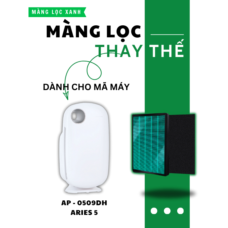 Aries 5 AP-0509DH Máy lọc không khí thay thế Bộ lọc than hoạt tính HEPA 3 trong 1