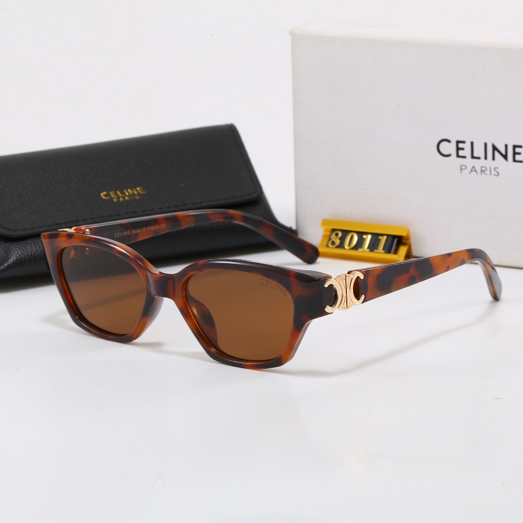 Celine Retro Khung Nhỏ Kính Mát Mắt Mèo Khung Rùa Cao Cấp Chống Tia Cực tím Kính Mát Phân Cực ql8011