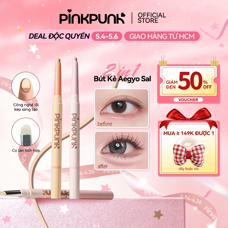 Bút vẽ bọng mắt 2 đầu PinkPunk Dolly Eyes Aegyo Sal Vẽ Đường Viền Và Đánh Sáng Tất Cả Trong Một Chống Thấm Nước Hiệu Ứng 3D Tự Nhiên Dễ Dùng Cho Người Mới Bắt Đầu