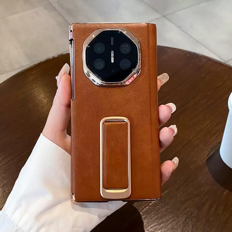 Giá đỡ dây đeo cổ tay cho Huawei Mate XT XT Vỏ bảo vệ bản lề kép bằng da