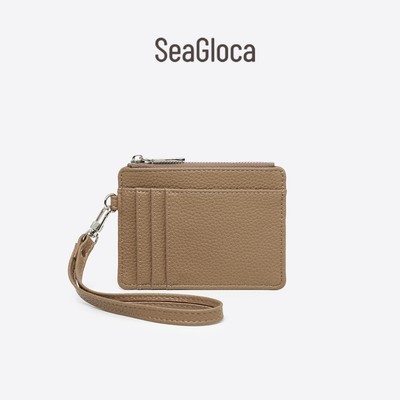 SeaGloca Ví ngắn chống từ tính có dây đeo cổ tay Ví đựng tiền xu có dây kéo nhiều khe cho phụ nữ 00010