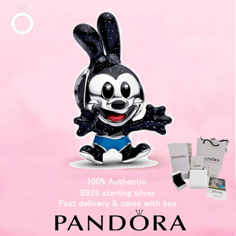 (327 Trang sức nữ 100% S925 Sterling Silver Oswald The Lucky Rabbit Charm