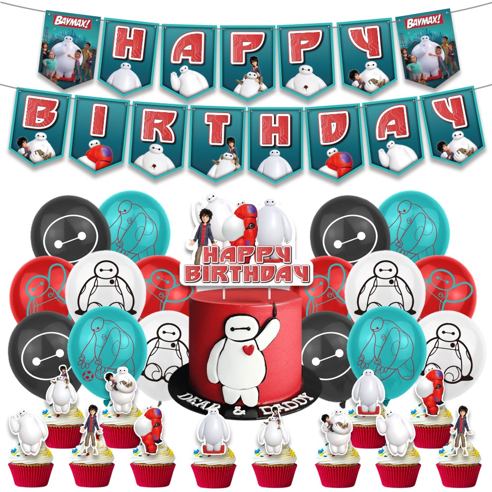 Hoạt Hình Baymax Theo Chủ Đề Sinh Nhật Đồ Dùng Cho Trẻ Em Baymax Biểu Ngữ Sinh Nhật Bánh Topper Bóng