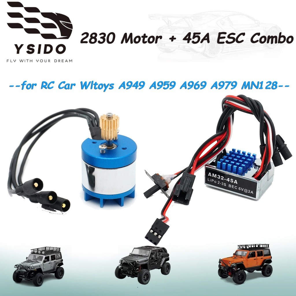 2830 2400KV Động Cơ Không Chổi Than Với AM32 45A ESC Combo Bộ Cho Xe Bánh Xích RC Wltoys A949 A959 A