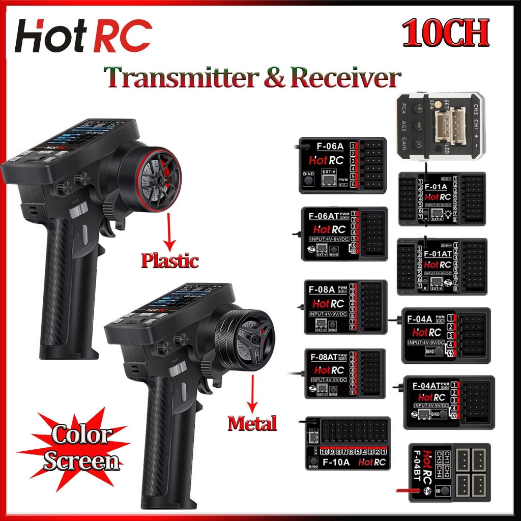 Hotrc CT-10B CT10B 10CH Màn Hình Màu Điều Khiển Từ Xa 2.4G 4CH / 6CH / 8CH / 10CH Bộ Phát Cho Xe RC 