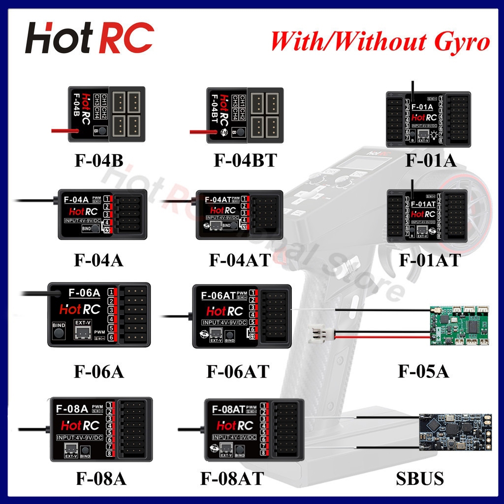 Bộ thu HOTRC 2.4Ghz 6CH 8CH F-06A F-08AT w / Điều khiển ánh sáng con quay hồi chuyển cho CT-4A CT-6A