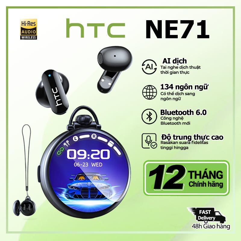 Tai nghe Bluetooth 6.0 thông minh HTC NE71 AI Tai nghe không dây màn hình cảm ứng Vỏ đồng hồ bỏ túi cổ điển IPX5 Chống nước Tuổi thọ pin dài Tai nghe chơi game bán trong tai | BigBuy360 - bigbuy360.vn
