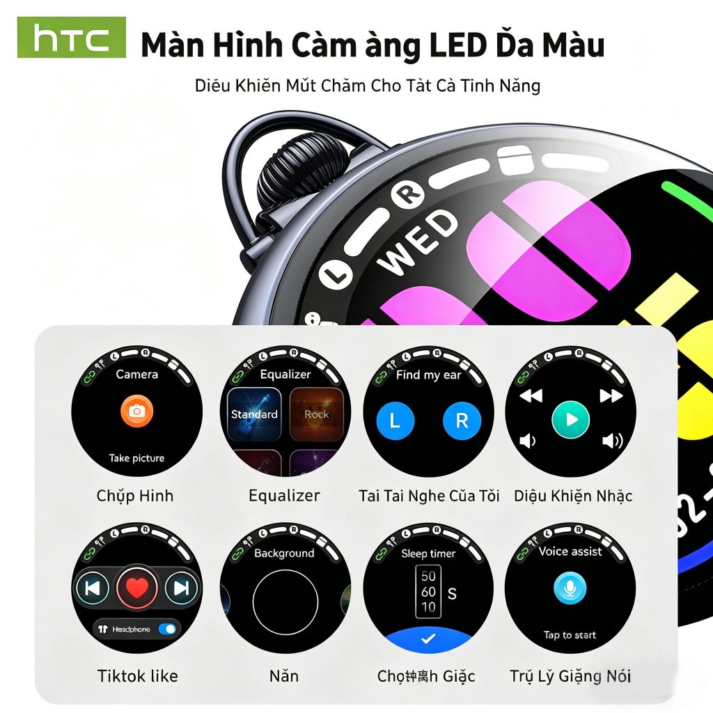Tai nghe Bluetooth 6.0 thông minh HTC NE71 AI Tai nghe không dây màn hình cảm ứng Vỏ đồng hồ bỏ túi cổ điển IPX5 Chống nước Tuổi thọ pin dài Tai nghe chơi game bán trong tai | BigBuy360 - bigbuy360.vn