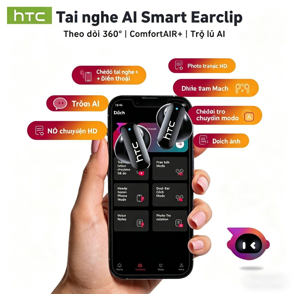 Tai nghe Bluetooth 6.0 thông minh HTC NE71 AI Tai nghe không dây màn hình cảm ứng Vỏ đồng hồ bỏ túi cổ điển IPX5 Chống nước Tuổi thọ pin dài Tai nghe chơi game bán trong tai | BigBuy360 - bigbuy360.vn