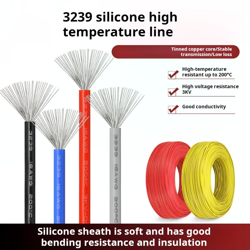 Dây silicon mềm 30AWG -8AWG 3239 30 / 28 / 24 / 20 / 18 / 16 / 8AWG Dây chịu nhiệt độ cao 3KV Dây đi