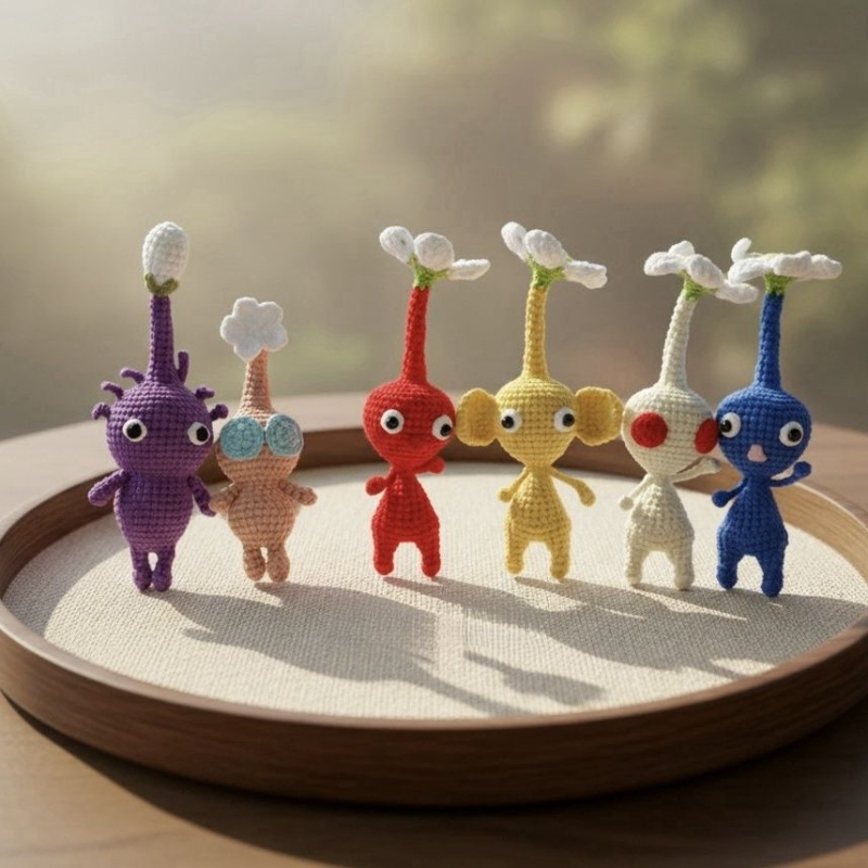 Siêu Dễ Thương Len Pikmin Mặt Dây Chuyền Thành Công Len Móc Pikmin Móc Khóa Túi Mặt Dây Chuyền