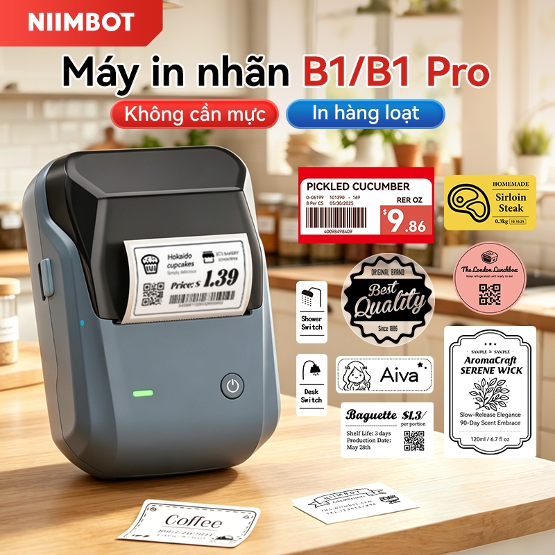 Niimbot B1 /B1Pro/B2 Máy in nhãn Bluetooth thông minh di động Nhãn không mực Máy tạo nhãn mã vạch Ng