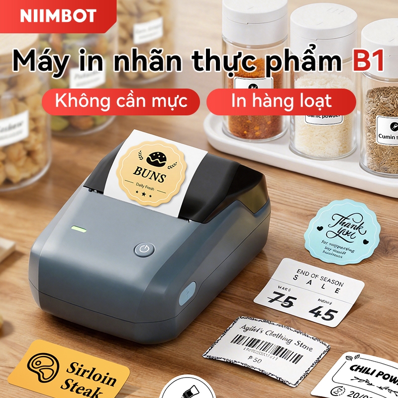 Niimbot B1/B1Pro Máy in nhãn  Baking Label Printer Bluetooth thông minh di động Máy tạo nhãn không cần mực