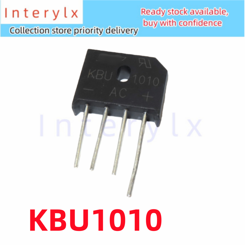 5 Cái / lô 10A1000V Cầu phẳng KBU1010 Cầu chỉnh lưu / Cầu cọc KBU1010