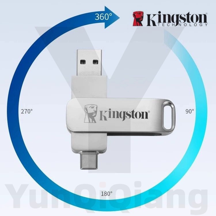 Ổ đĩa flash xoay 2 trong 1 Type-C & USB Kingston Metal với dung lượng lớn Ổ đĩa flash USB tốc độ cao