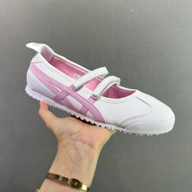 Onitsuka Tiger MEXICO 66 TGRS Flat Gót Ballet Mary Jane Giày Trắng