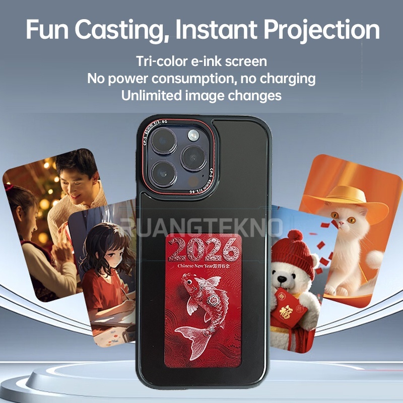 [iPhone 13-15 Pro Max] Vỏ điện thoại NFC tùy chỉnh 3 màu DIY Vỏ điện thoại màn hình mực điện tử thôn