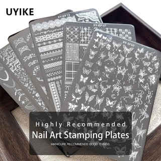 UYIKE Nail Art Stamping Plate Ren Bướm Hoa Khuôn Mẫu Pháp Trong Suốt Chuyển Silicon Stamper Tấm