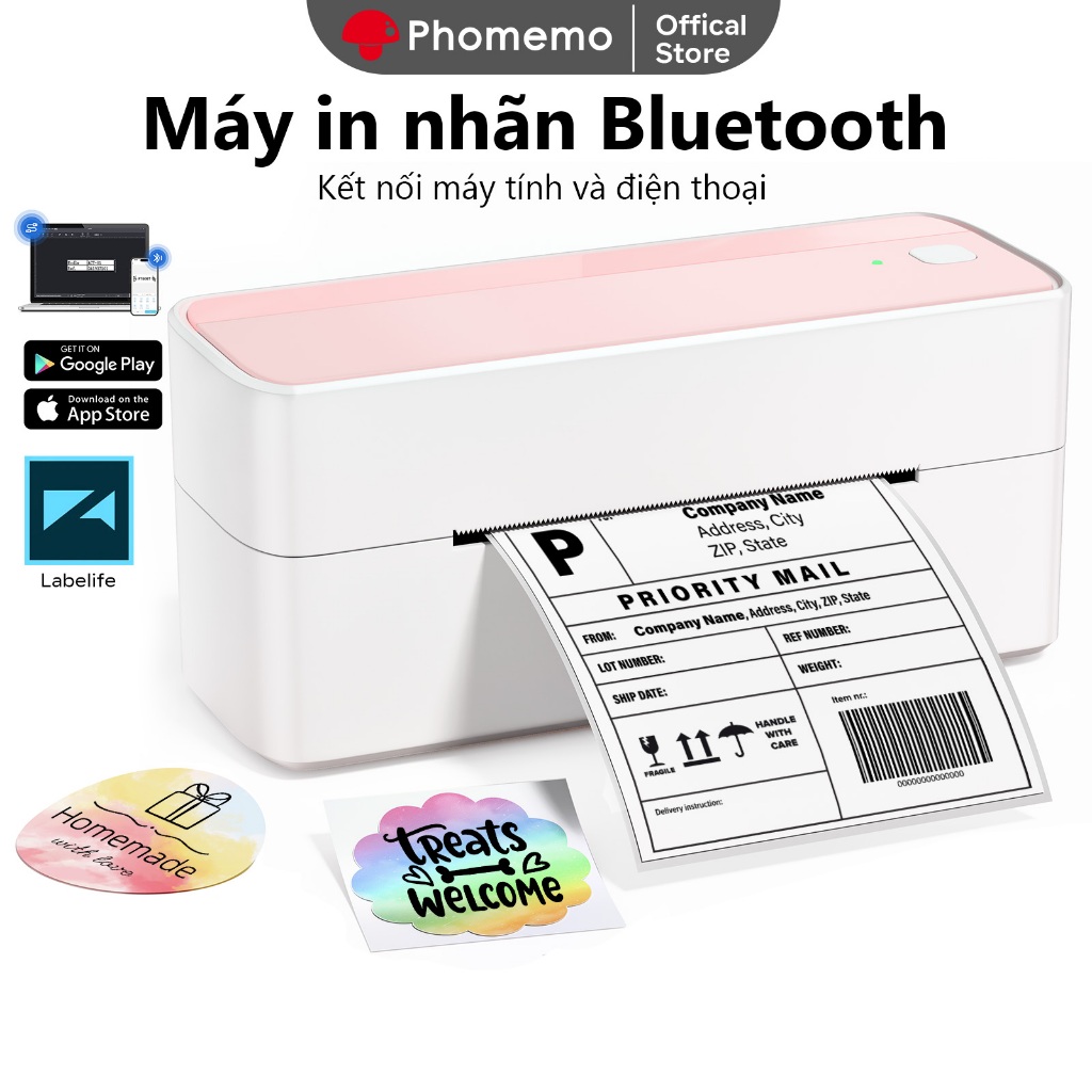 [Local Stock] Phomemo 241BT Máy In Nhiệt  In Khổ A6,A7 10x15cm In Đơn Hàng, Phiếu Gửi,Bảo Hành 12 Th
