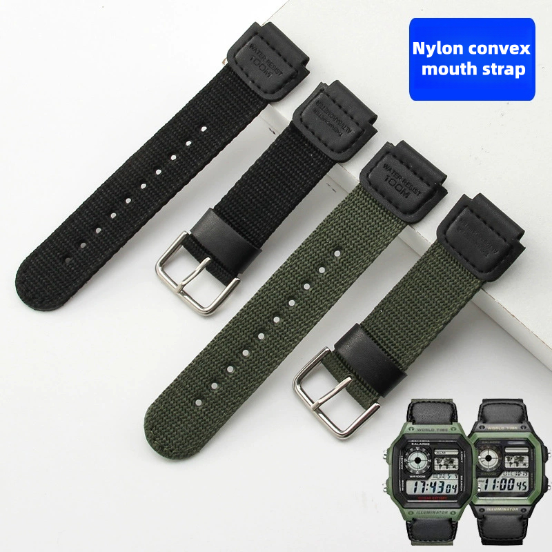 Phụ kiện đồng hồ Thích hợp cho dây đeo vải Nylon G SHOCK AE-1200WH / SGW-300 Miệng lồi 18 * 25mm