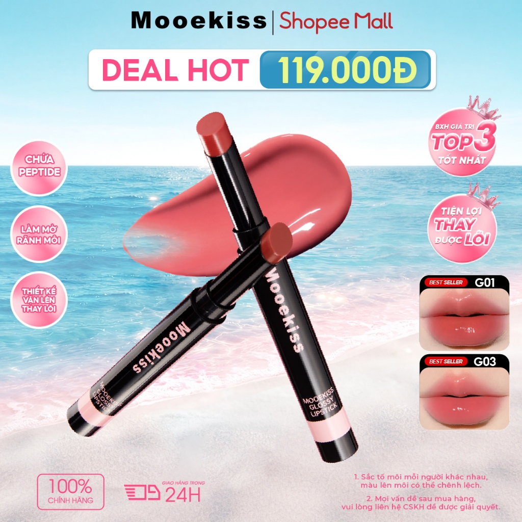 Son thạch Mooekiss bổ sung tinh chất Double Peptide dưỡng ẩm, giúp môi mềm mịn và lên màu tự nhiên 2.2g | BigBuy360 - bigbuy360.vn