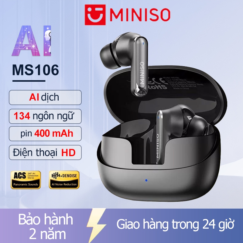 MINISO MS106 AI Translator Tai nghe không dây Bluetooth 6.0TWS In-ear ANC Giảm tiếng ồn Điều khiển cảm ứng thông minh Âm thanh HiFi với MIC | BigBuy360 - bigbuy360.vn