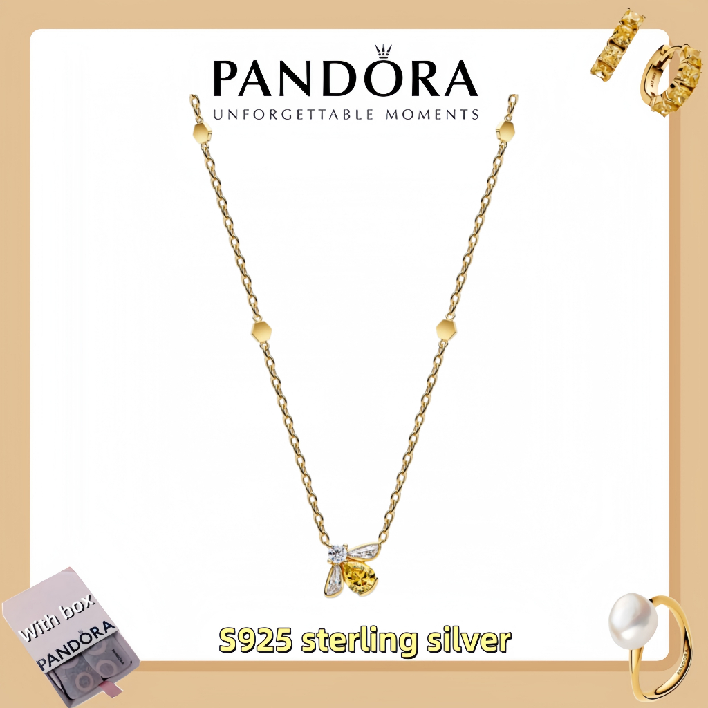 Vòng tay mặt dây chuyền trang sức bạc Pandora S925 (hộp quà tặng miễn phí) Vòng cổ mặt dây chuyền on