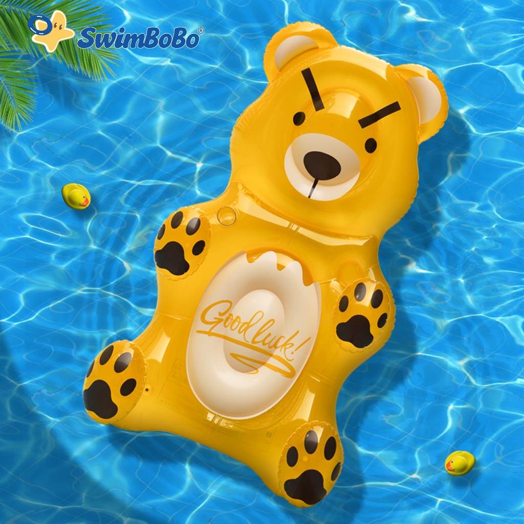 Phao Bơi Người Lớn Swimbobo Hình Gấu 188cm, Giường Phao Tắm Biển Sống Ảo Cực Chất