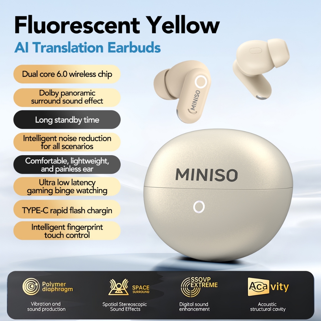 MINISO MS122  Tai Nghe Bluetooth Không Dây Cao CấpChế Độ Âm Nhạc HiFi ENC Khử Tiếng Ồn Cuộc Gọi Độ Trễ Siêu Thấp Chống Nước IPX5 | BigBuy360 - bigbuy360.vn
