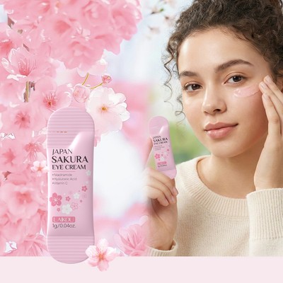 KEM MẮT LAIKOU NHẬT BẢN SAKURA 1g – Niacinamide + Axit Hyaluronic + Vitamin C – Da mắt Nourishes, Làm mịn nếp nhăn, Giảm quầng thâm