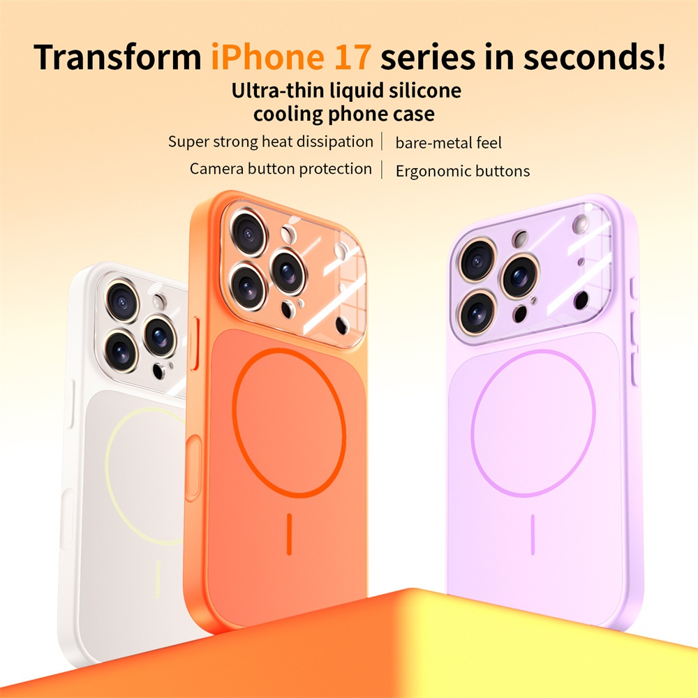 Ốp Bảo Vệ Camera Silicon Lỏng Cho iPhone 17 Pro Max i17 16 i15 14 Pro 13PM Ốp điện thoại Từ Tính