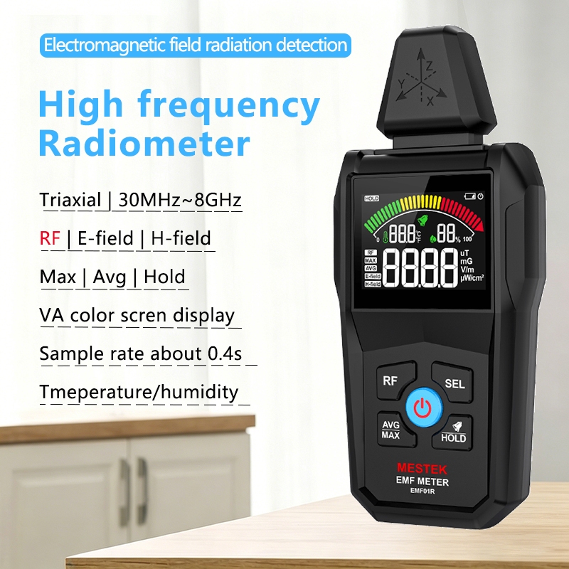 Máy dò bức xạ điện từ tần số cao Máy dò Geiger 30MHz ~ 8GHz Máy đo EMF Máy dò trường từ điện Máy tín