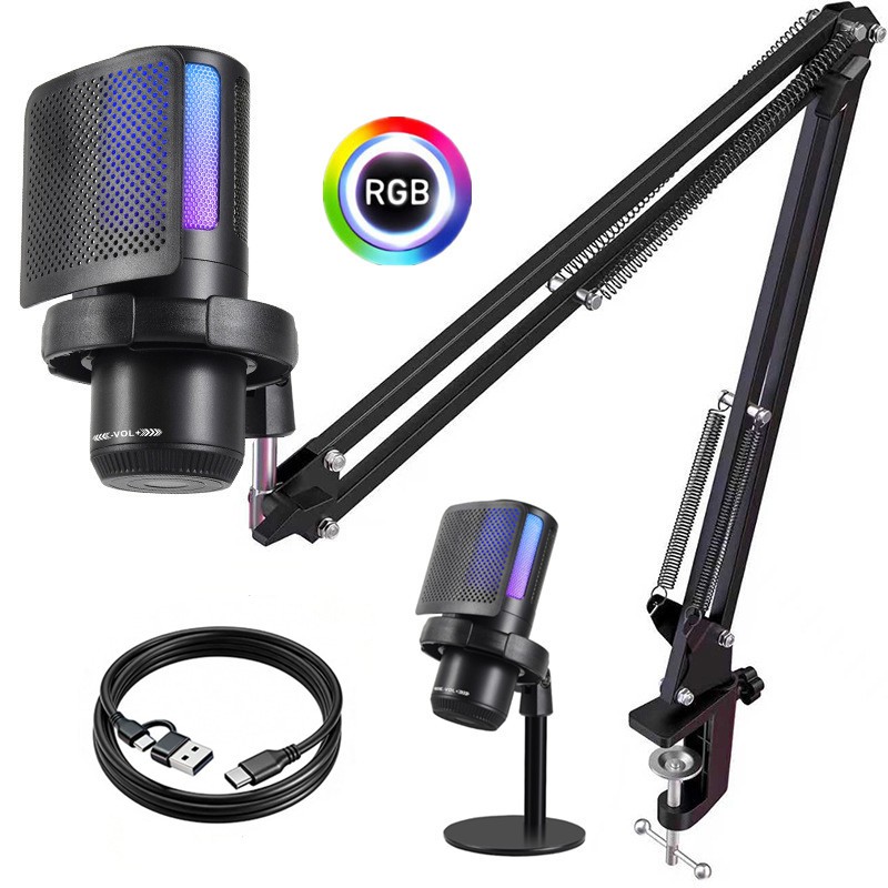 Micro chơi game USB RGB cho PC, Điện thoại, PS4 / PS5, hoàn hảo để quay video trực tiếp