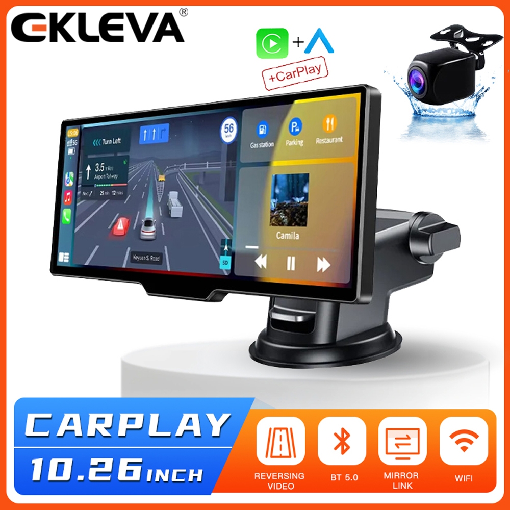 EKLEVA Đa Năng 10.26 Inch Gương Ô Tô Video Điện Thoại Di Động GPS Điều Hướng Không Dây CarPlay & And