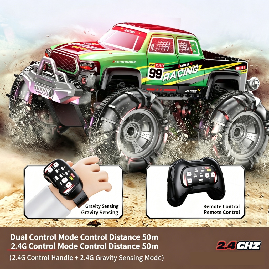 Off Road Water Land RC Car Climbing RC Car 4WD Hai Chế Độ Điều Khiển Từ Xa Xe Bé Trai Bộ Sưu Tập Phi
