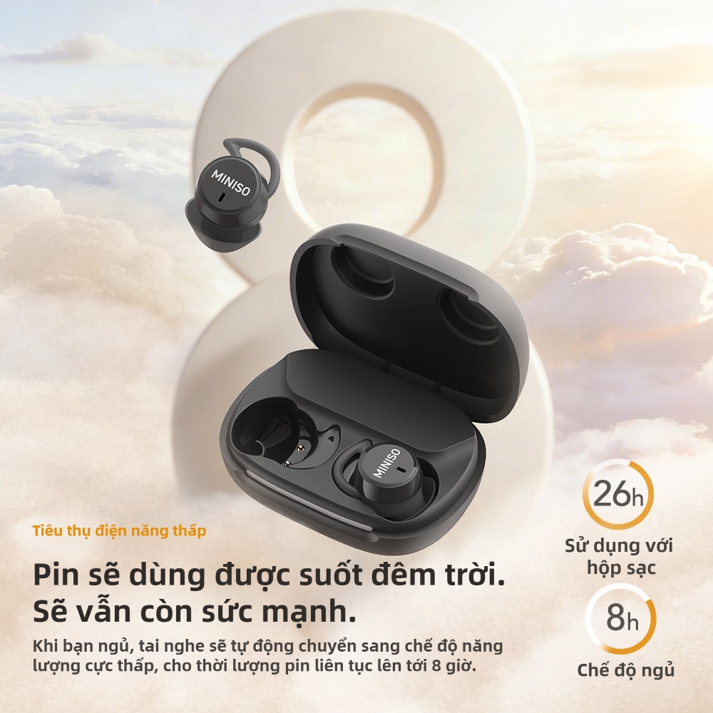 MINISO MS217 Tai nghe ngủ không dây 6.0 AI Tai nghe dịch thuật thời gian thực thông minh 3g Tai nghe âm thanh nổi HiFi vô hình và thoải mái cho | BigBuy360 - bigbuy360.vn
