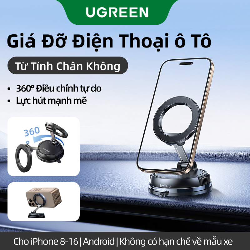 UGREEN 360° Giá Đỡ Điện Thoại Xe Từ Tính Chân Không Có Thể Gập Lại Và Xoay Chắc Chắn Lực Hút Mạnh Ch