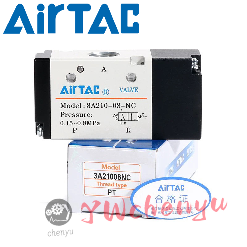 Van kiểm tra ba chiều AirTac Van điều khiển khí nén 3A110-06 3A210-08 06 3A310-10 08 NC NO