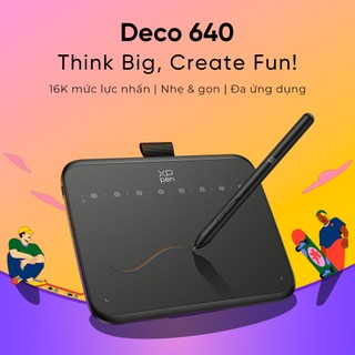 Máy tính bảng vẽ XPPen Deco 640 với 16384 mức áp suất Stylus, hỗ trợ 60° Nghiêng, với 8 phím tắt, Diện tích vẽ chủ động 16 cm x 9 cm, Tốt nhất cho OSU! Trò chơi