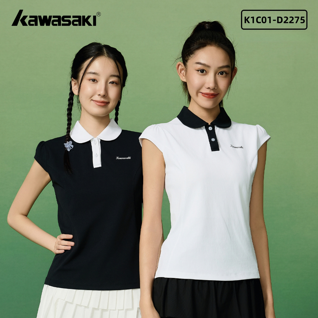Kawasaki 2026 Mới Cổ POLO Bộ Thể Thao Nữ Áo Thun Tay Ngắn & Váy Chạy Bộ Mùa Hè Bóng Cầu Lông K1C01-D