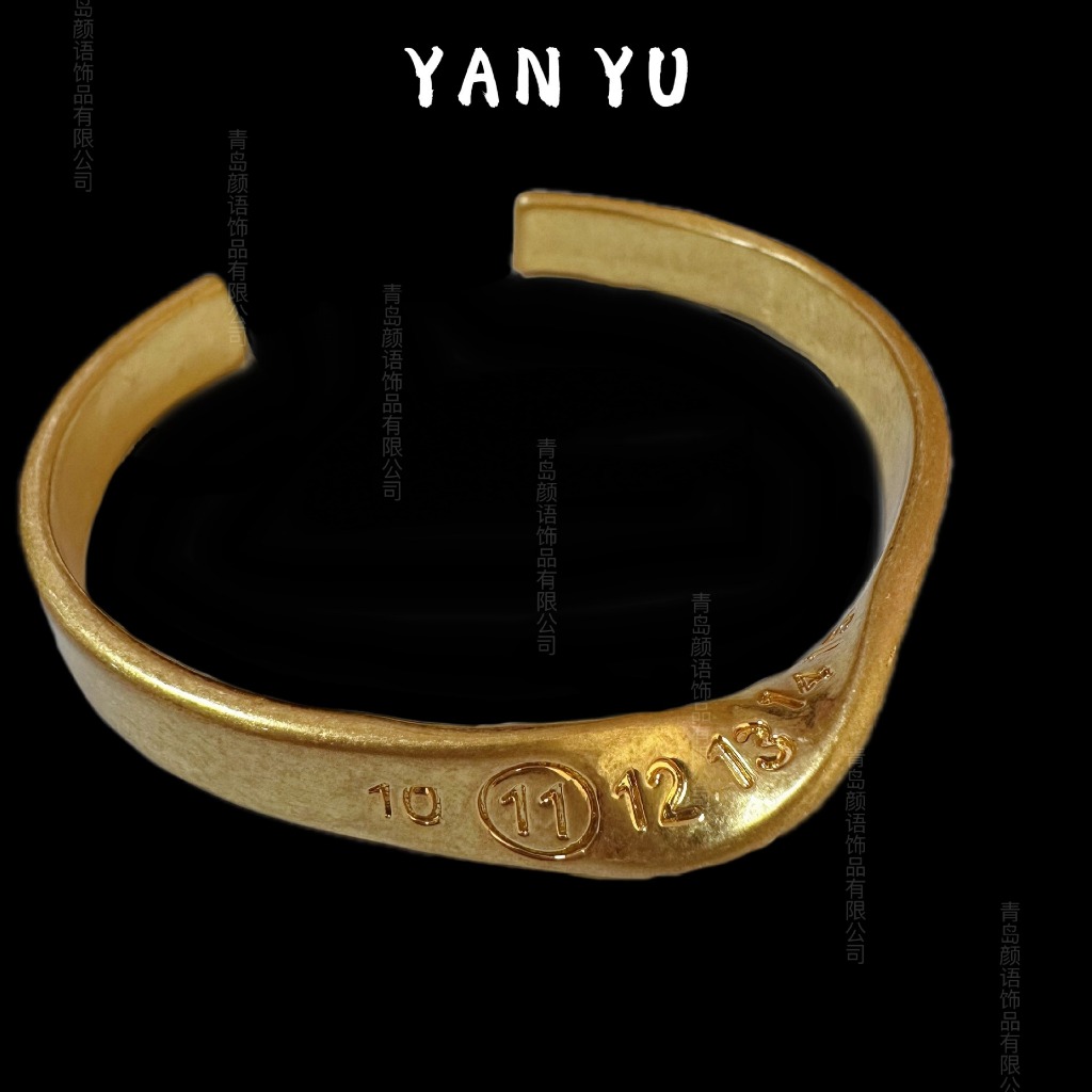 Retro margiela Phong Cách Mobius Xoắn Số Vòng Tay Đồng Mạ 24k Vàng MMM Nam Nữ Cặp Đôi Vòng Tay