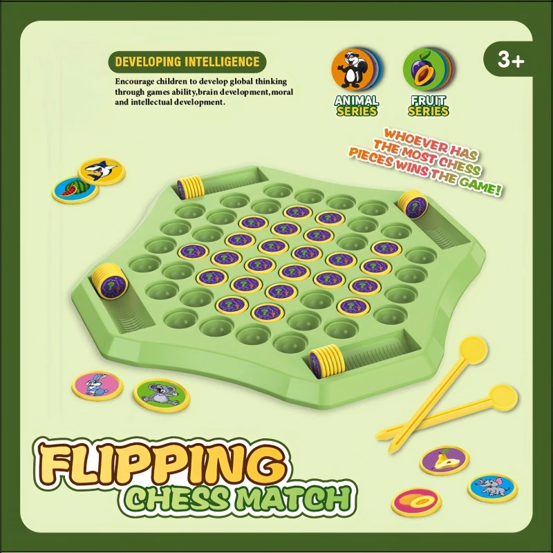 【Educational Toys】Memory Flip Match Board For Kids Animal Memory Chess Games Observation Concentrati
