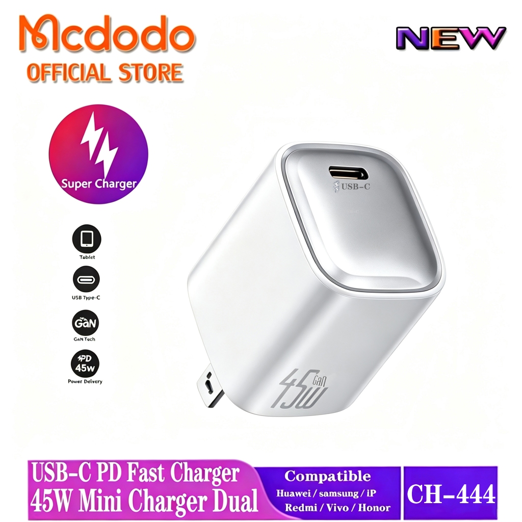 Mcdodo 45W GaN Sạc US Cắm Loại A Sạc Nhanh PD USB-C Adapter Cho iP Samsung CH-444