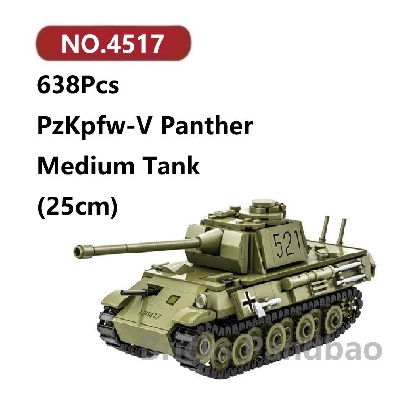 ✨Panther Medium Tank Khối Xây Dựng 638 Chiếc WANGE Xe Tăng Gạch Bộ Đồ Chơi Mô Hình Lắp Ráp