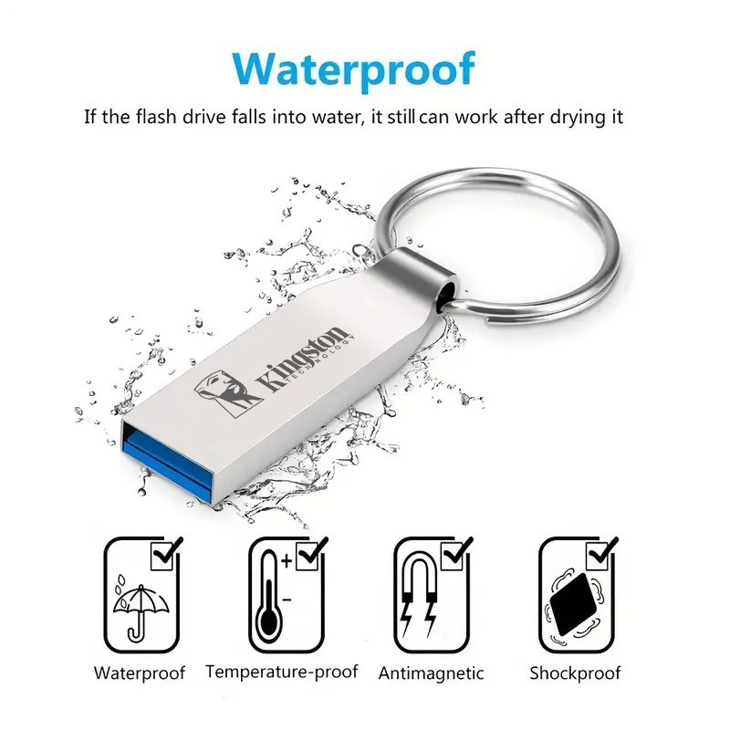Ổ đĩa flash USB kim loại Kingston 2TB 512G1TB Tốc độ cao otg Móc khóa Flash Memory Stick