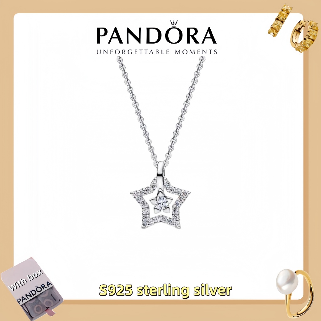 Vòng tay mặt dây chuyền trang sức bằng bạc Pandora S925 (hộp quà tặng miễn phí) Vòng cổ mặt dây chuy