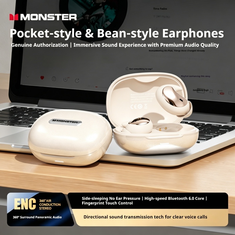 Tai nghe Monster A05 Tai nghe ngủ Mini Tai nghe ENCTWS Siêu nhẹ Bên vô hình Giấc ngủ Không áp lực Ta