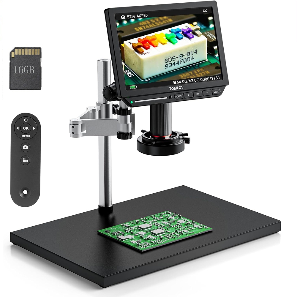Tomlov 8 "TM4K Flex Arm 4K LCD Kính hiển vi HDMI kỹ thuật số 2000x, Kính hiển vi hàn cánh tay quay S