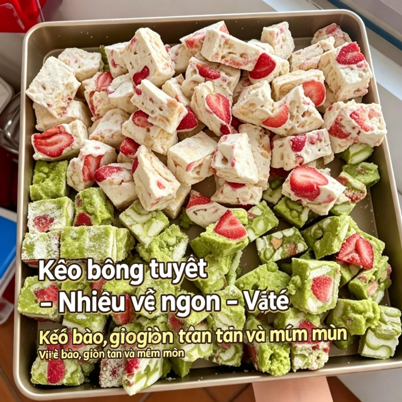 Kẹo Nougat Hạnh Phúc – Hương Vị Hỗn Hợp Bông Tuyết Nougat Snack (Sữa Mềm Nougat Bites)